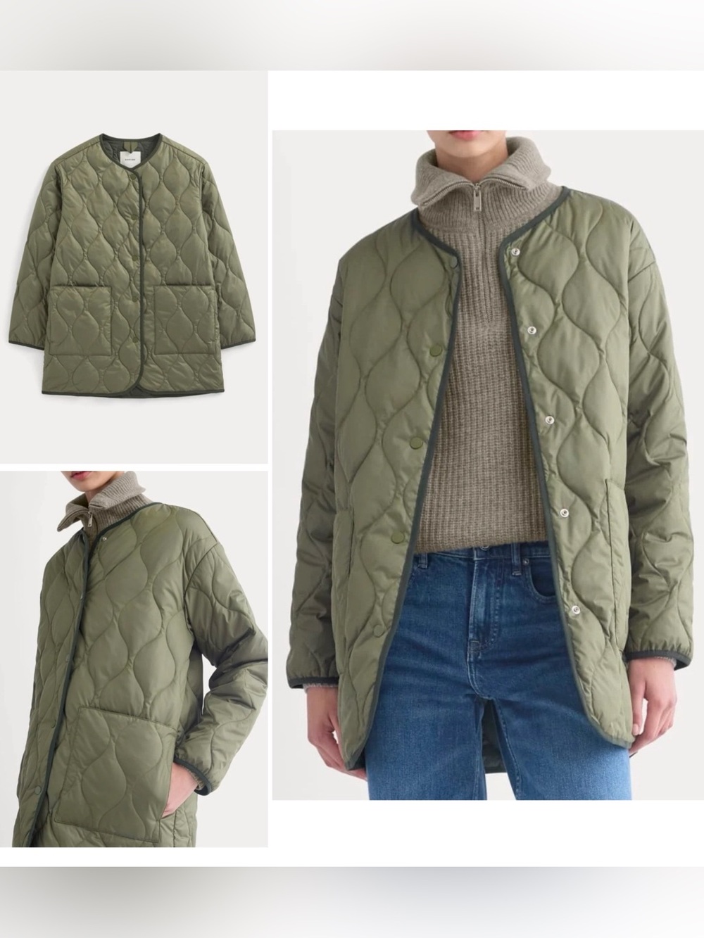 Everlane Olive Quilted Liner Women's Jacket Size XXS NEW WITH TAGS NWT